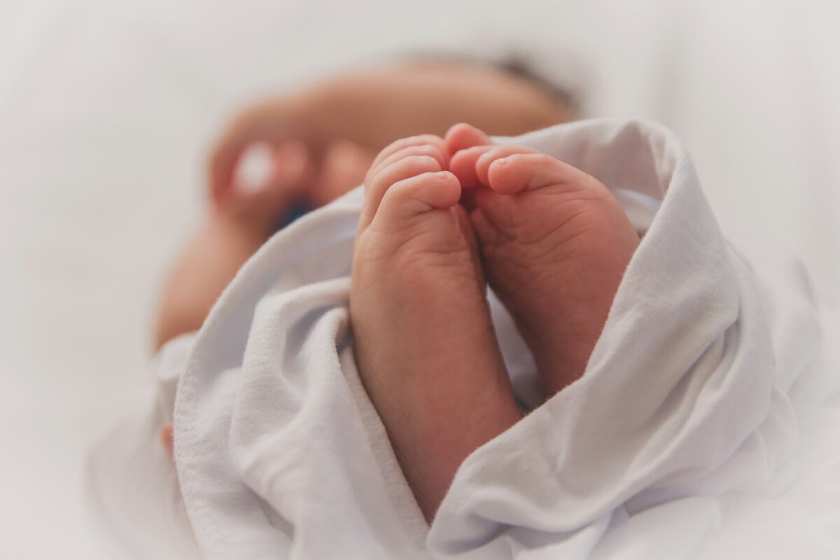 Baby feet in blanket